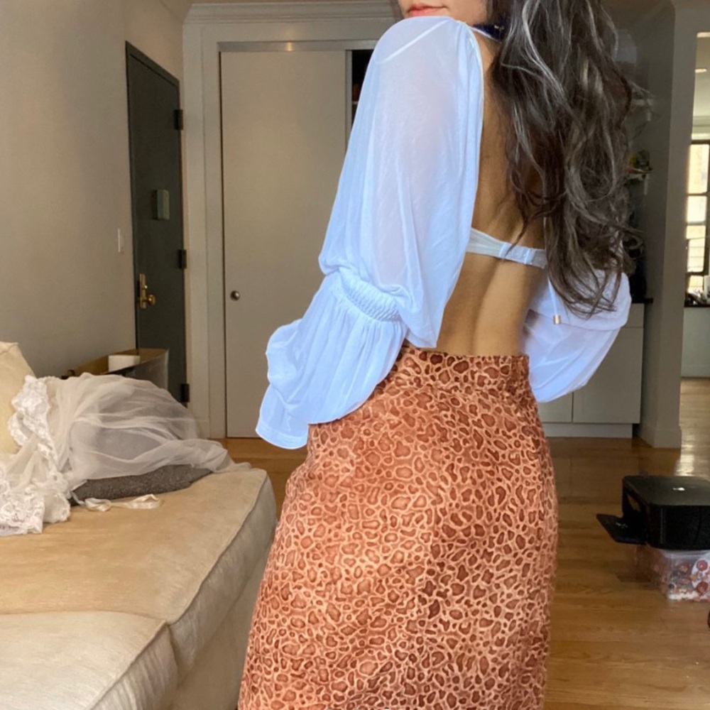 VINTAGE ORANGE CHEETAH PRINT MAXI SKIRT